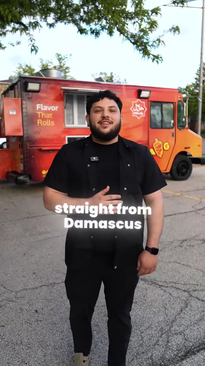 Fries landing on flatbread as the wrap gets pressed at the truck window